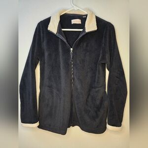 Stan Herman Fleece Zipper Black Lightweight Jacket Size SMALL
